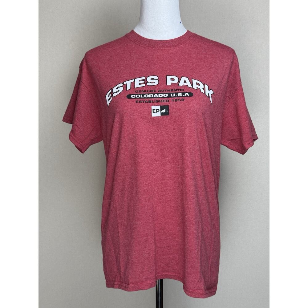 Estes Park Colorado T-Shirt‎ Sz M Red Short Sleeves Crew Neck Mountains